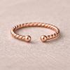 Pure Copper Twisted Open Ring – Minimalist Ball End Wrap Band – Handmade Adjustable Ring