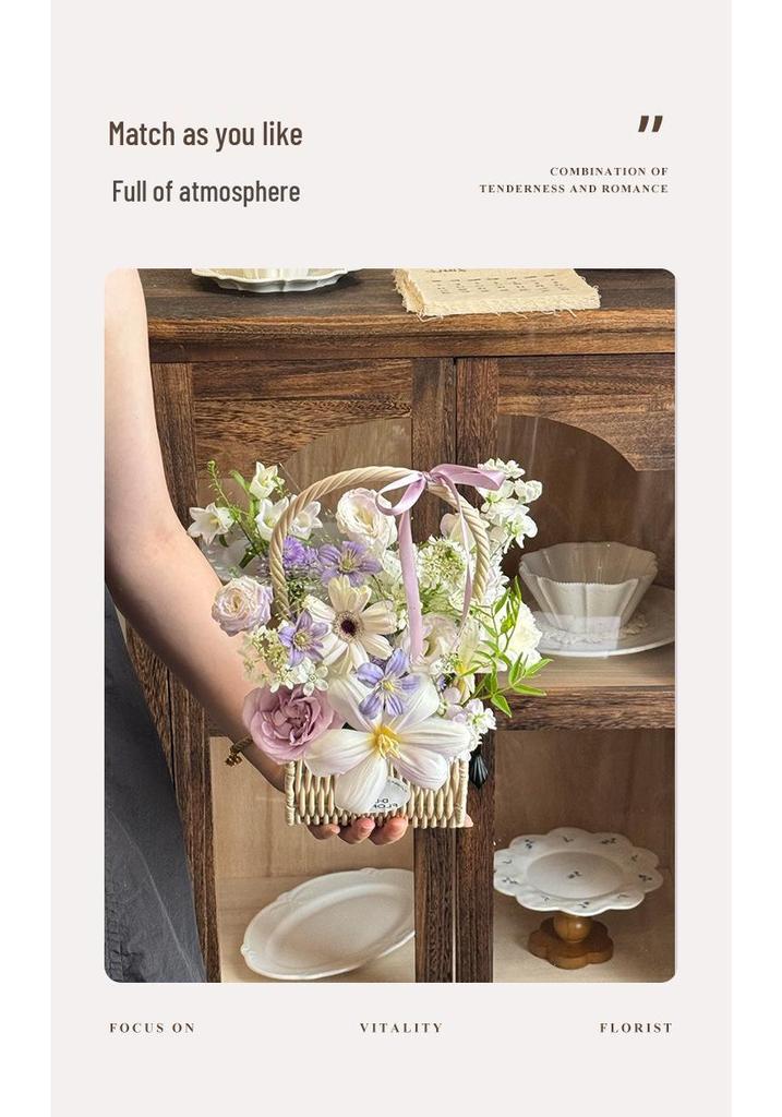 Creative Handwoven Flower Basket - Floral Arrangement DIY Kit for Home Decoration