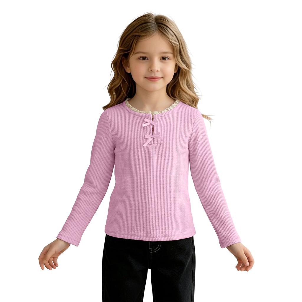 Girls Casual Long Sleeve T-Shirt Fashion Base Layer Tee Top for Daily Wear and Play