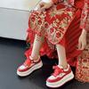 Hanfu rote Xiuhe Hochzeitsschuhe 2025 neu Neujahrs-Glücksschuhe Plateau Innenhöhe 7CM Leder Casual Board Schuhe