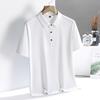 Summer Ice Silk Traceless Polo Shirt Men'S Lapel High-End Business Casual Polo Top Solid Color Tooling Shirt