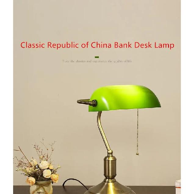 European Modern Antique Style Desk Lamp Hotel Bedside Desk Light Green Banker Book Reading Brass Lamp desk lights