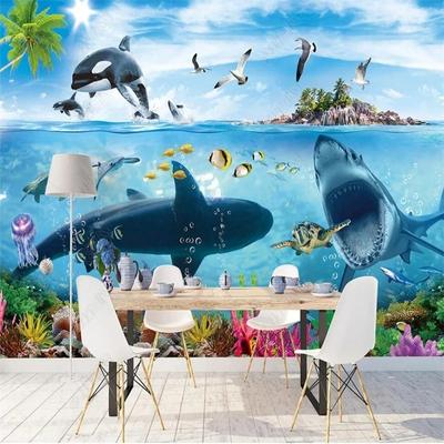 Modern Minimalist 3d Wallpaper Underwater World Mural Children's Room Kids Room Decor Mural Aquarium Wallpaper