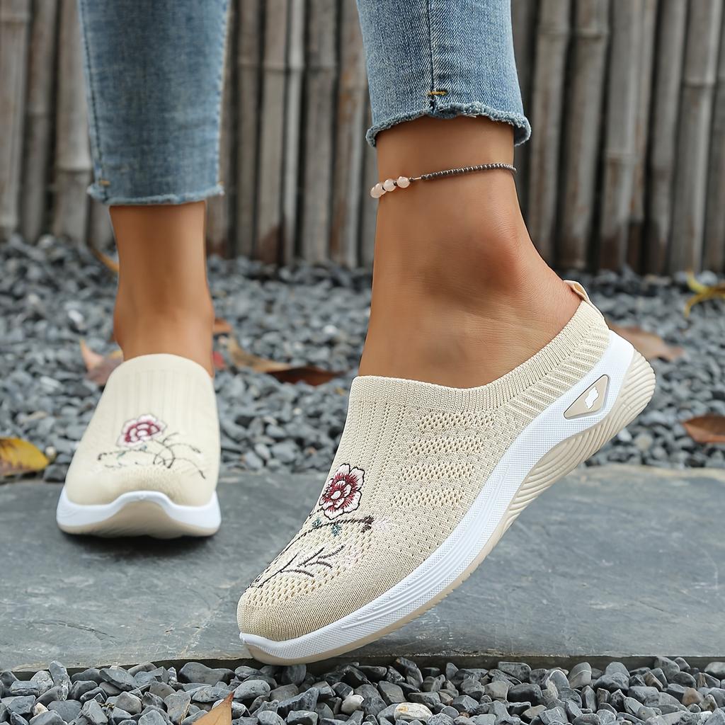 Easy Slip-On Lazy Slides Chinese Style Mesh Upper Shoes Spring Summer Outdoor Home Casual, Women Shoes(The Sizing Runs Big)