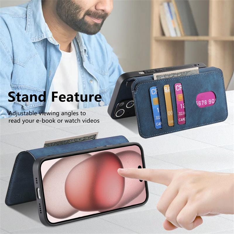 Wallet Card Slot Flip Holder Magnetic Case for Magsafe IPhone 15 14 13 12 11 Pro Max XS Plus XR Leather Mac Safe Cover