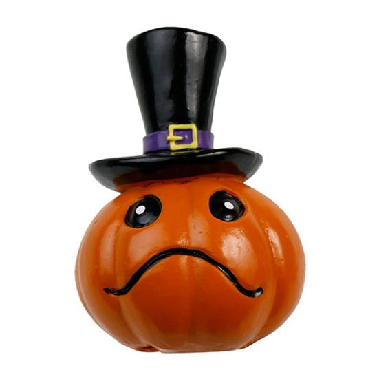 Festive Halloween Room Decor Pumpkin Statue, Resin Spooky Face Figurine for Durable Art Indoor Tabletop, Tiered Tray, Party, Home Hand Painted Crafts