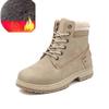 Autumn and Winter Plus Cotton Martin Boots Women's British High-top Rhubarb Boots Casual Large Size Women's Shoes Tooling Leather Boots