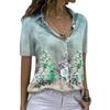 Women's Printed Short-sleeved Single-breasted Shirt Lapel Slim Fashion Shirt