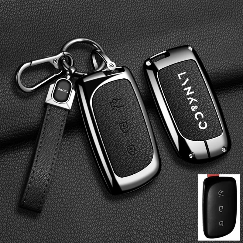 Interior Mouldings Car Alloy Leather Key Case Cover Fob Shell For Lynk&Co Z20 Z10 Lynk&Co 02 01Smart Remote Protector Keychain A