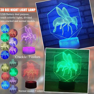 Bee 3D lampka nocna LED kolorowa 7-kolorowa lampa stołowa Bee Festival dekoracje