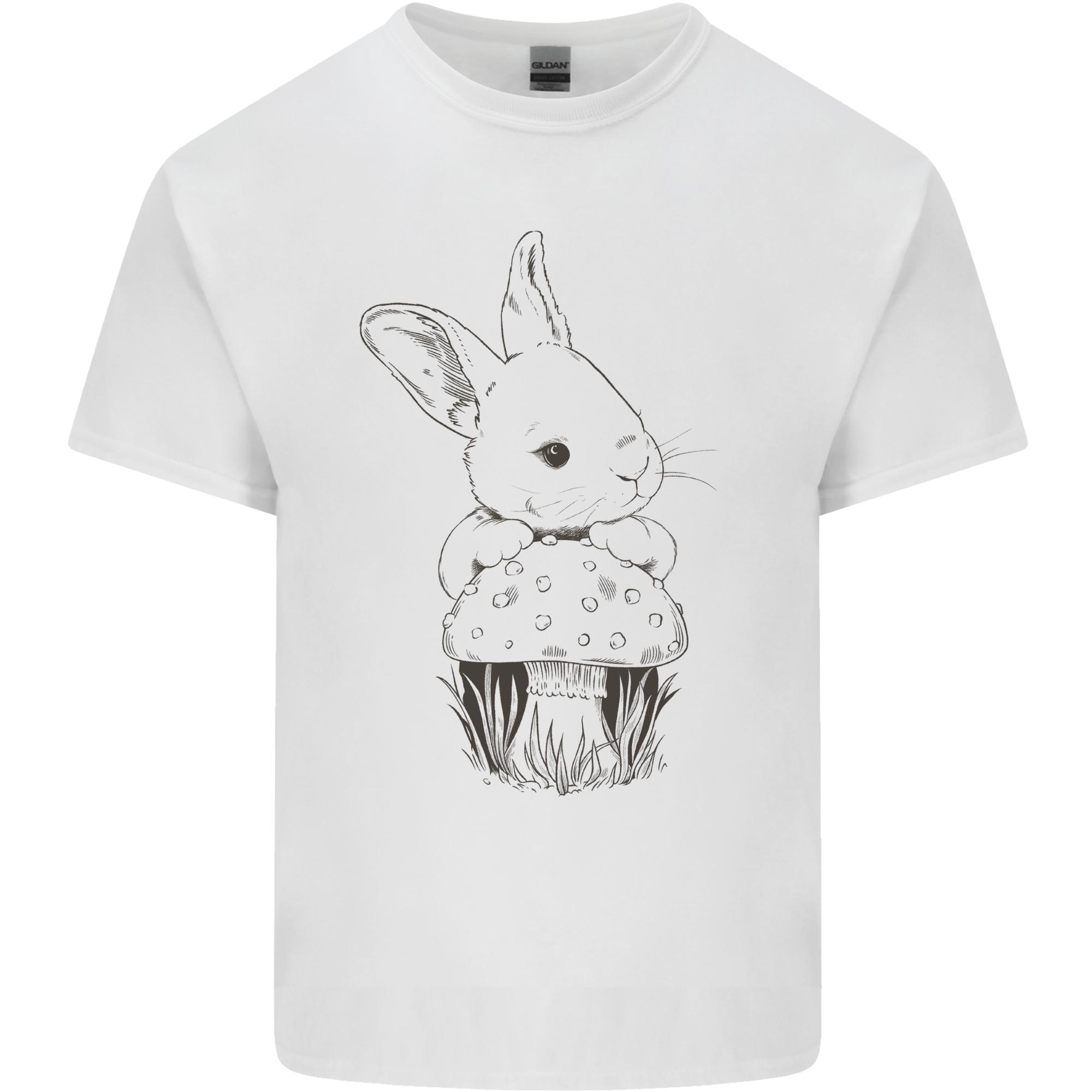 Mushroom and a Cute Rabbit Foraging Mycology Unisexs Light Cotton TShirt S