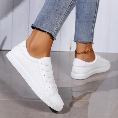 Fashion New Small White Shoes Women 2024 Spring and Autumn Round Head Large Size Flat Casual Lace-up Sports Shoes  Womens Shoes