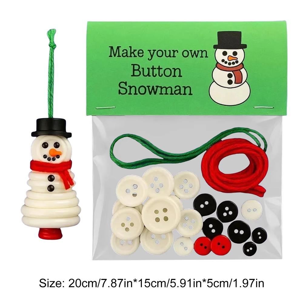 DIY Button Snowman Ornament Kit Reusable Fun Christmas Button Making Set Small Xmas Hanging Ornament for Holiday Stocking Filler