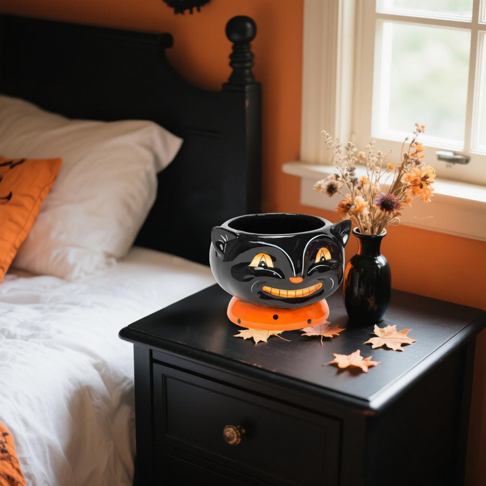 

Ретро Хэллоуин, Улыбающаяся кошка конфетница, Банка для закусок и конфет, Чашки для напитков и десертов на Хэллоуин, Мороженое, Горячий какао и т.д. One Size