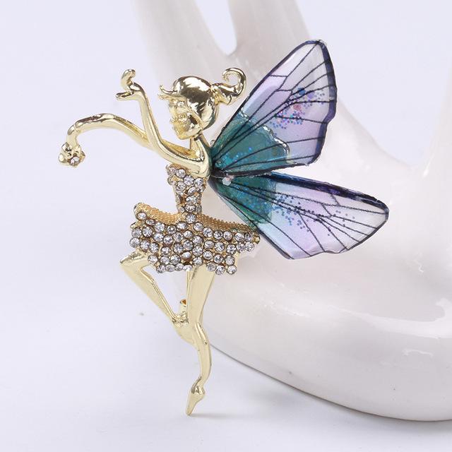 

Модные хрустальные крылья брошь булавки для женщин горный хрусталь цветок фея лацкан булавка корсаж роскошные броши ювелирные изделия подарки фиолетовый