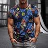T-shirt Estiva da Uomo Girocollo Stampata in 3D Moda Versatile Traspirante Tendenza Casual