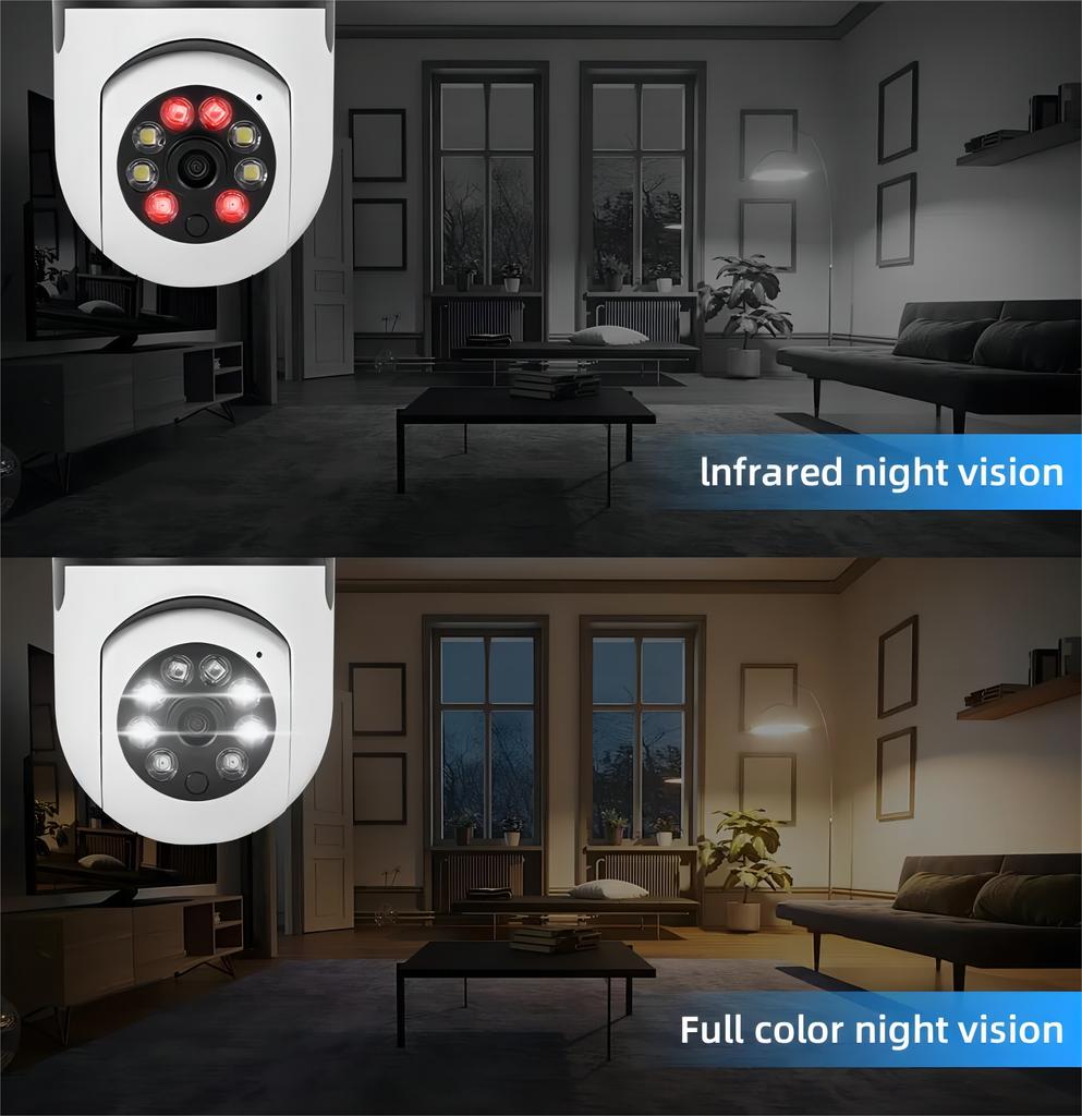 Tuya 3MP/2MP 5G Dual-band Bulb Camera Automatically Tracks Bidirectional Audio Indoor Full Color Night E27 IP Camera Smart Home