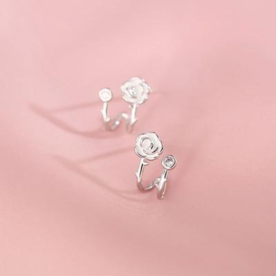 Camellia Stud Earrings Femininity Light Luxury Niche Design Micro Zircon Flower Earrings