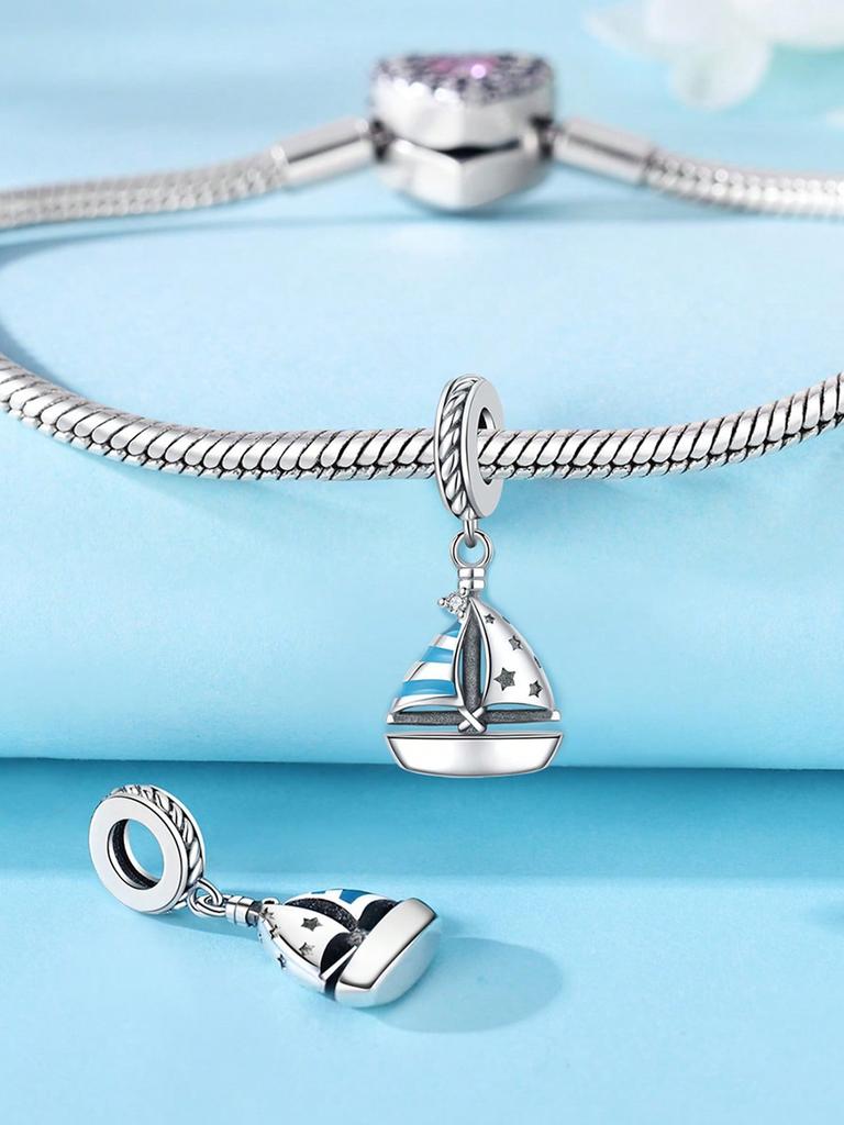 Charms Plata Ocean Travel Ship Luggage Beads Charm Copper Plated Fit Charms Original Bracelet For Jewelry Making Diy Charm