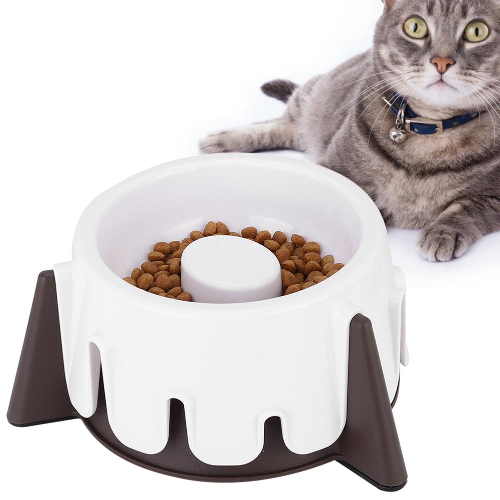 Pet Dog Cat Slow Food Feeder Bowl Cake Shape Wet and Dry Use Five Height Mode Adjustment Protect Spine