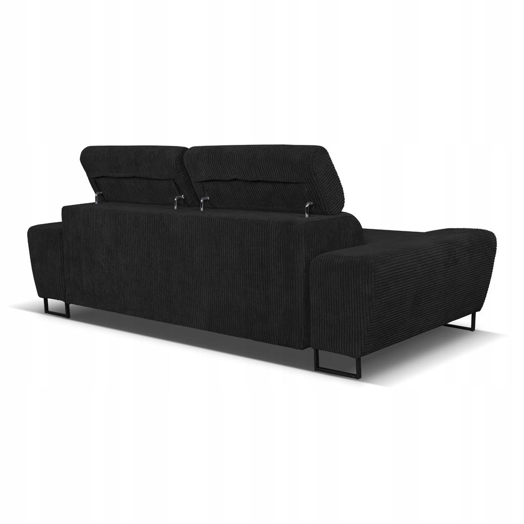 Sofa Couch Savio Living Room Family Furniture Black Corduroy Reg Headrest