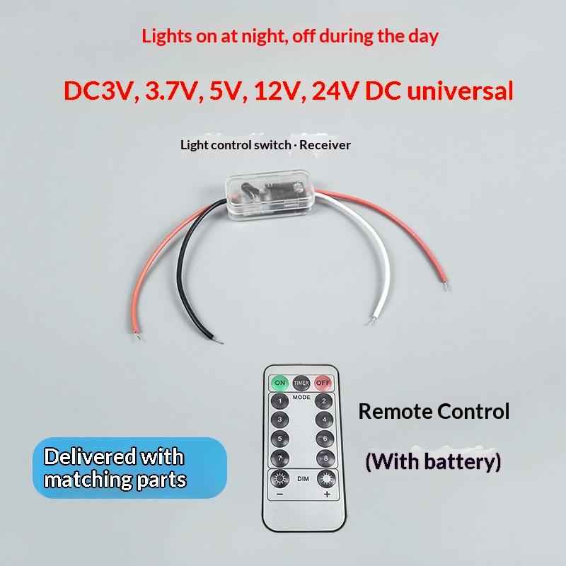 1 Set Light Controlled Remote Control Timed Closing Corridor Automatic Switch 5V Usb Light Controlled Sensor Switch 12V24V Transparent wire