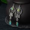 Vintage Silver Earrings with Turquoise Inlay Bohemian Style Jewelry for Women