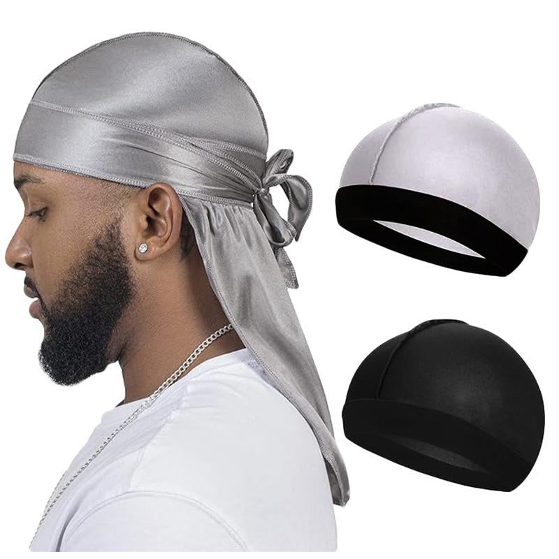 

3 ШТ./ЛОТ Длинный шелковистый дюраг с длинным хвостом, шелковистый платок, мусульманский ду-раг, пиратская шляпа, дюраг, химио-тюрбан, шапка-пуловер, повязка для волос, банданы One Size