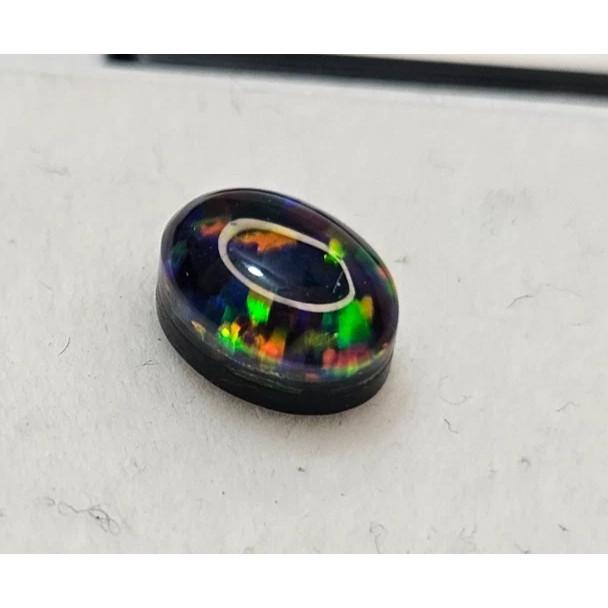 Natural Oval Cabochon Black Fire Opal Australian 1-2 Ct Fabulous Loose Gemstone