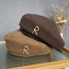 Ins Foreign Style R Letter Octagonal Hat Casual Warm Painter Hat Japanese Versatile Face Little Beret