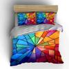 Colorful Geometric Stained Pattern Bedding Duvet Cover Set Duvet Cover Pillowcases  (1 * Duvet Cover 2 * Pillowcases, Without Duvet Insert)