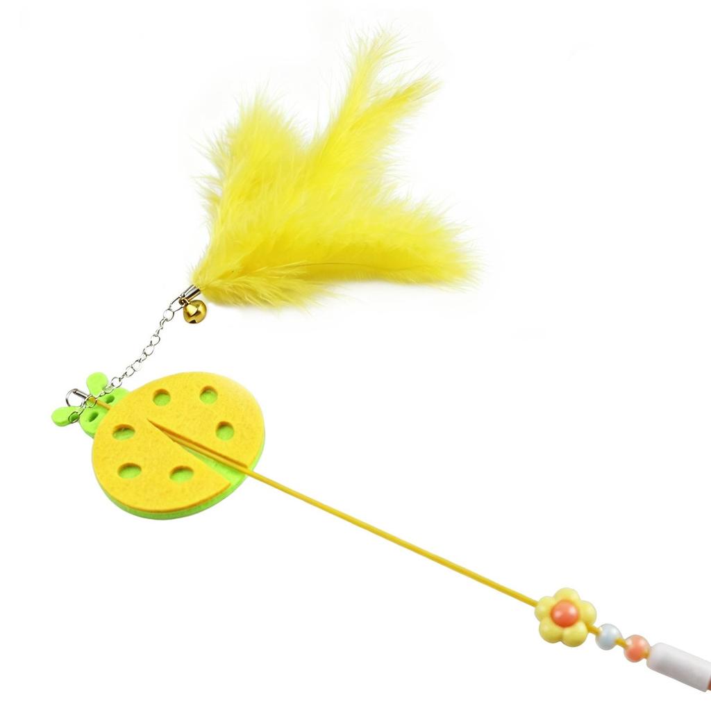 Bite-Resistant Feather Cat Teaser with Bell - Long Handle Toy for Self-Entertainment and Boredom Relief