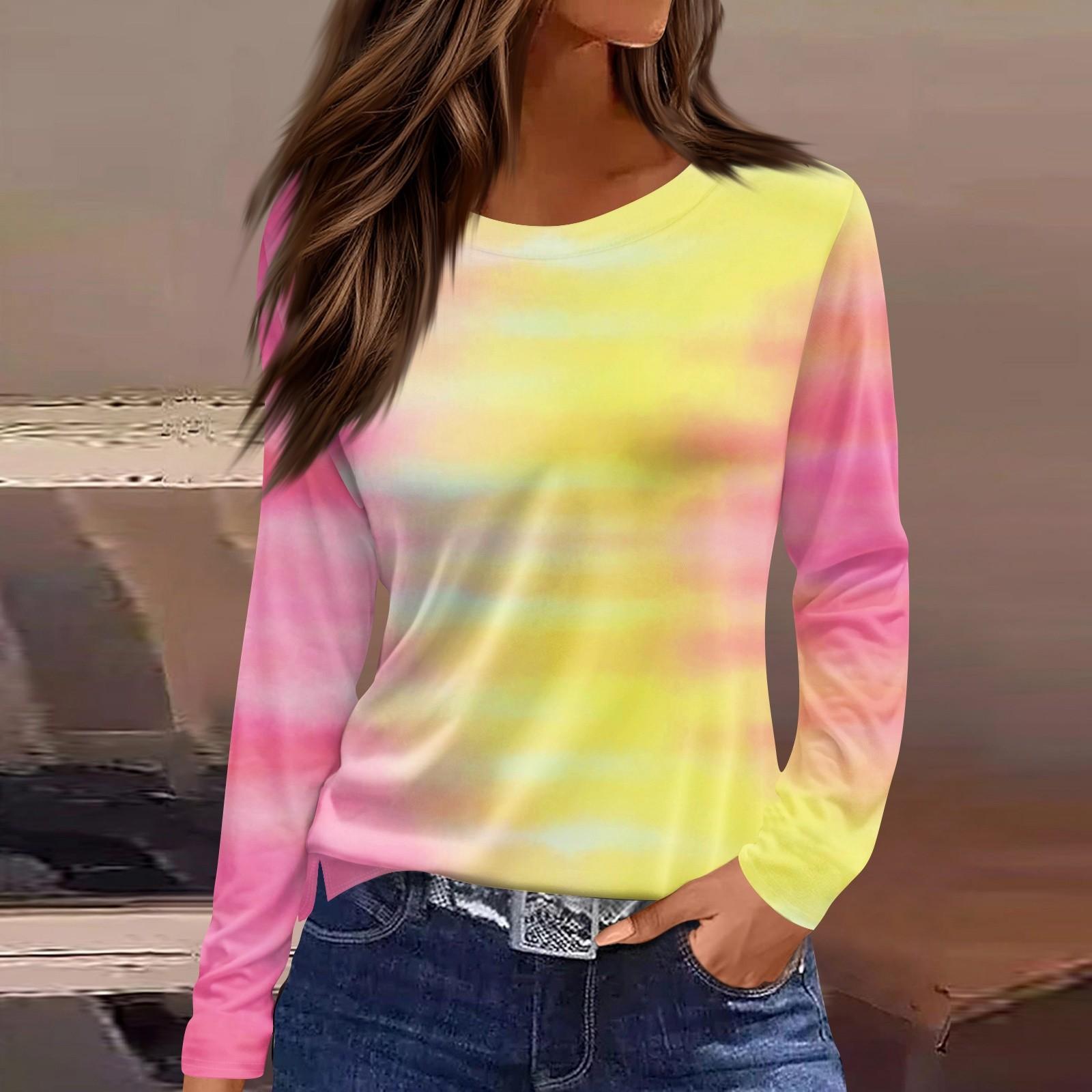 

Женский повседневный топ с длинным рукавом и принтом, с круглым вырезом XL жёлтый