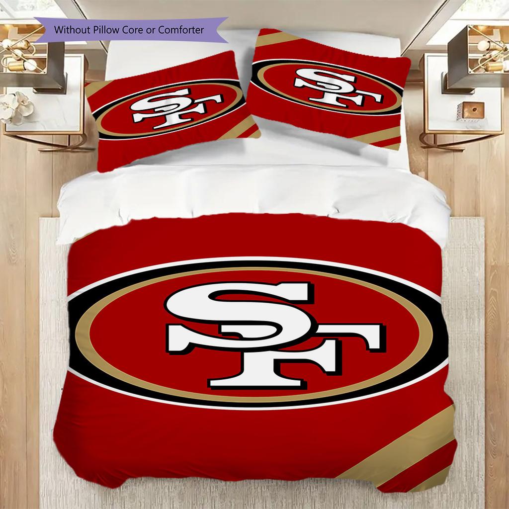 San Francisco 49ers Pattern Bedding Quilt Set Quilt Cover Pillowcase Home Decoration Birthday Gift (1 * duvet cover + 2 * pillowcase, without core)