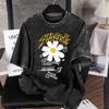 Sommer Retro Gänseblümchen Gewaschen Vintage Print T-Shirt Harajuku Ästhetik Street Style Shirt Unisex Lässiges Oberteil