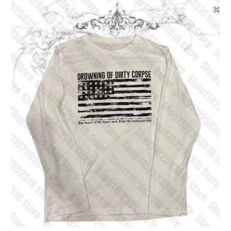 Unisex Vintage Streetwear Long Sleeve T-Shirt With 3D Digital Print Loose Fit Casual Tee Daily Wear