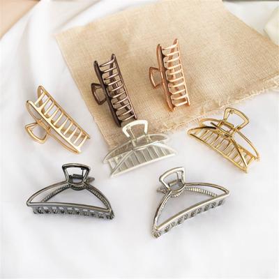 Fashion Women Girls Geometric Hair Claw Clamps Metal Hair Crab Barrettes Solid Color Hairpin Large Size Hair Accessories