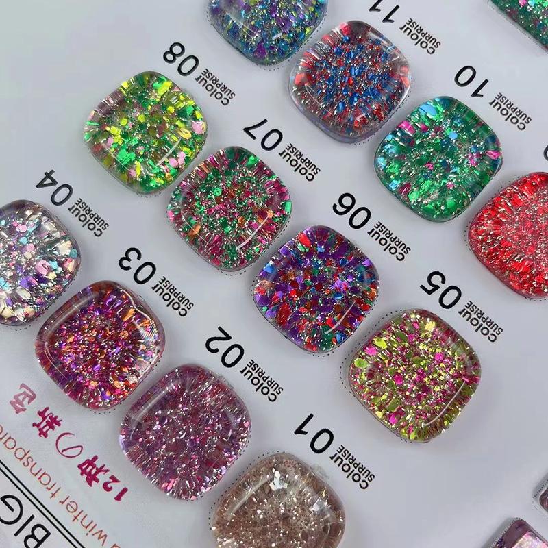 Żel do paznokci z brokatem Aurora z kruszonego diamentu: Perłowy Puder Rozświetlający, Popularny Żel do Terapii Światłem, Efekt Kalejdoskopu