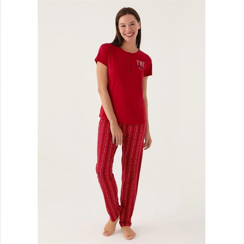 

Arnetta Buttoned Collar Viscose Women s Pajama Set S бордовый