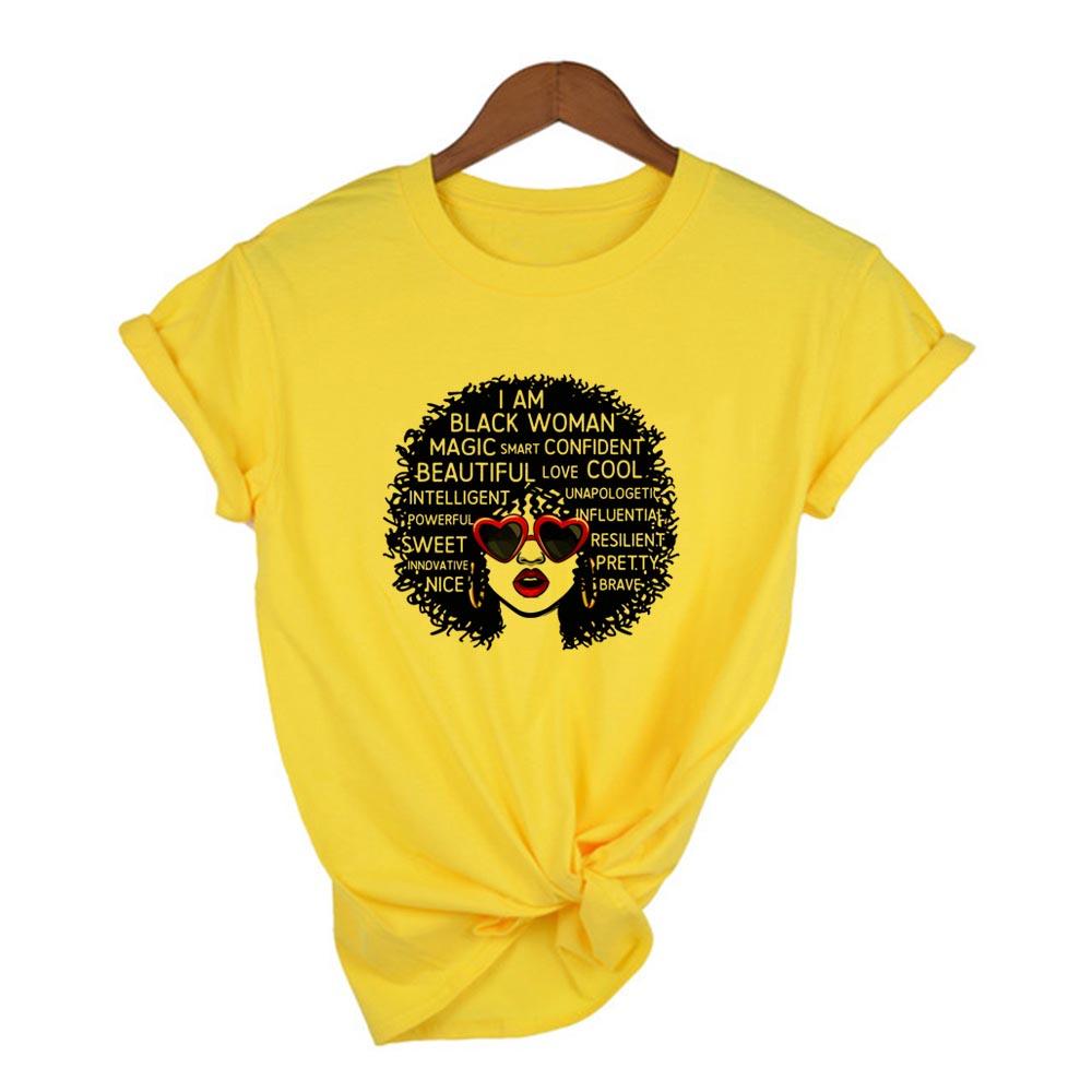 I Am A Strong Melanin Queen Print T Shirt Women Summer T Shirt Clothes African Black