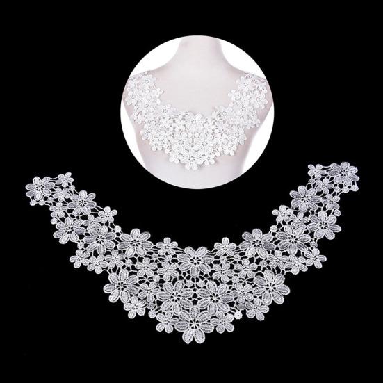 Bridal Wedding Flower Fabric Neckline Neck Collar Sewing Craft Applique Trim