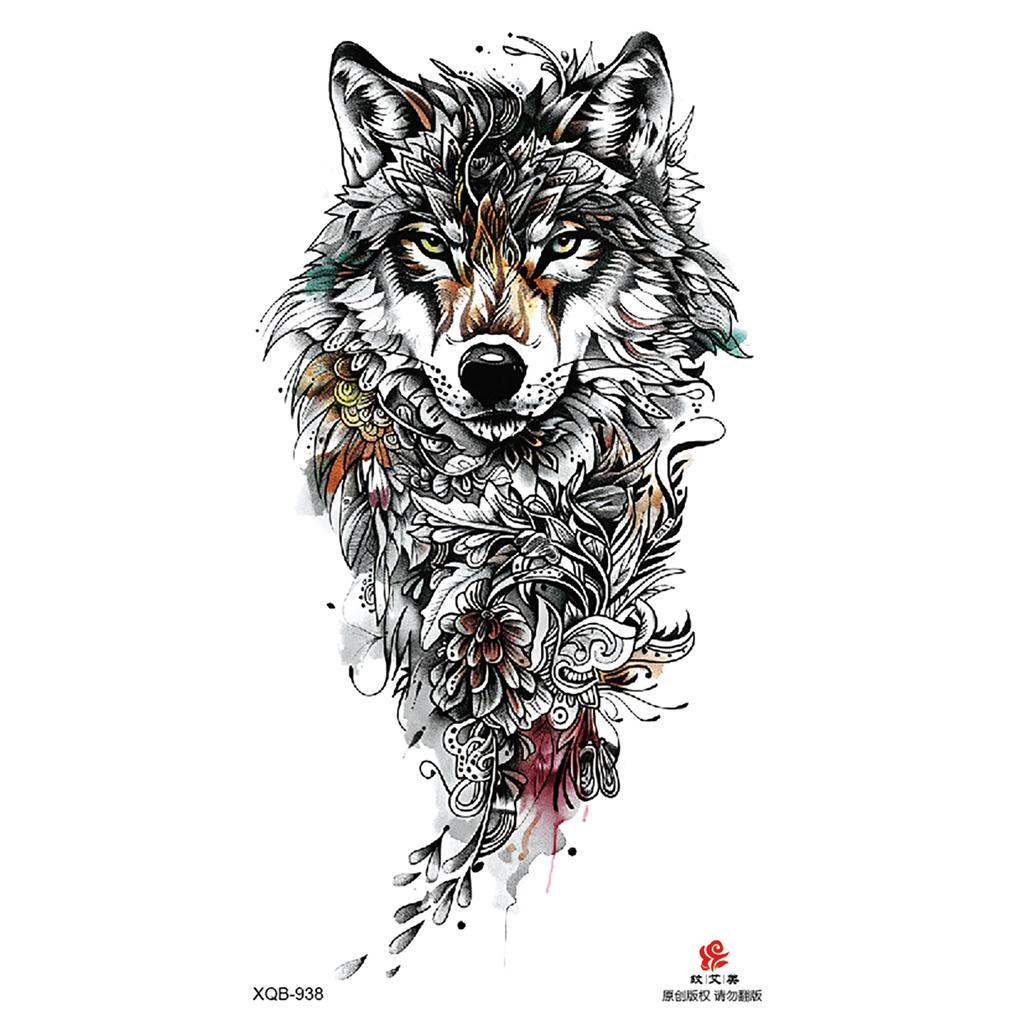 2026 Nuovo Tatuaggio Temporaneo Impermeabile Adesivo Fuoco Foresta Leone Lupo Tigre Flash Tatuaggi Uomo Corona Corpo Braccio Finto Tatuaggio