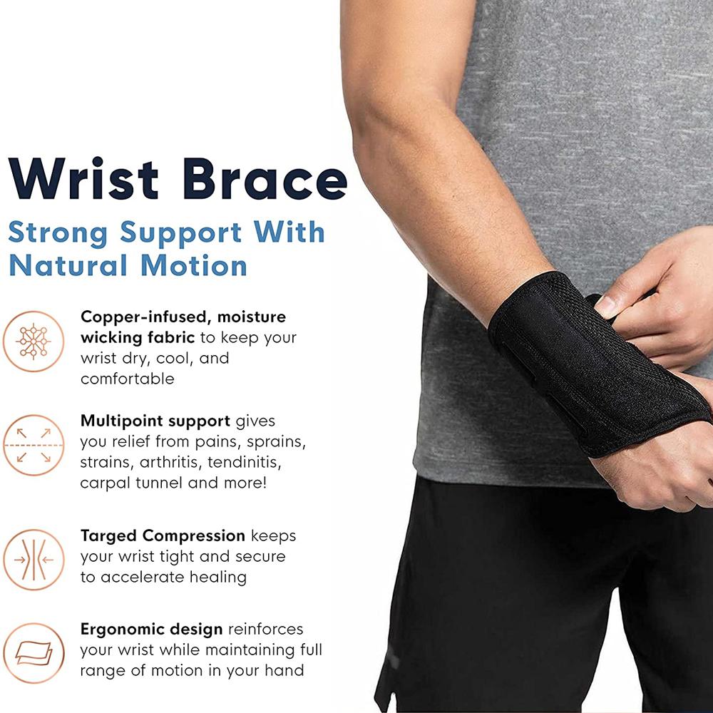 Adjustable Wrist Brace Night Support For Carpal Tunnel Pain Relief With Double Splint Therapeutic Cushion