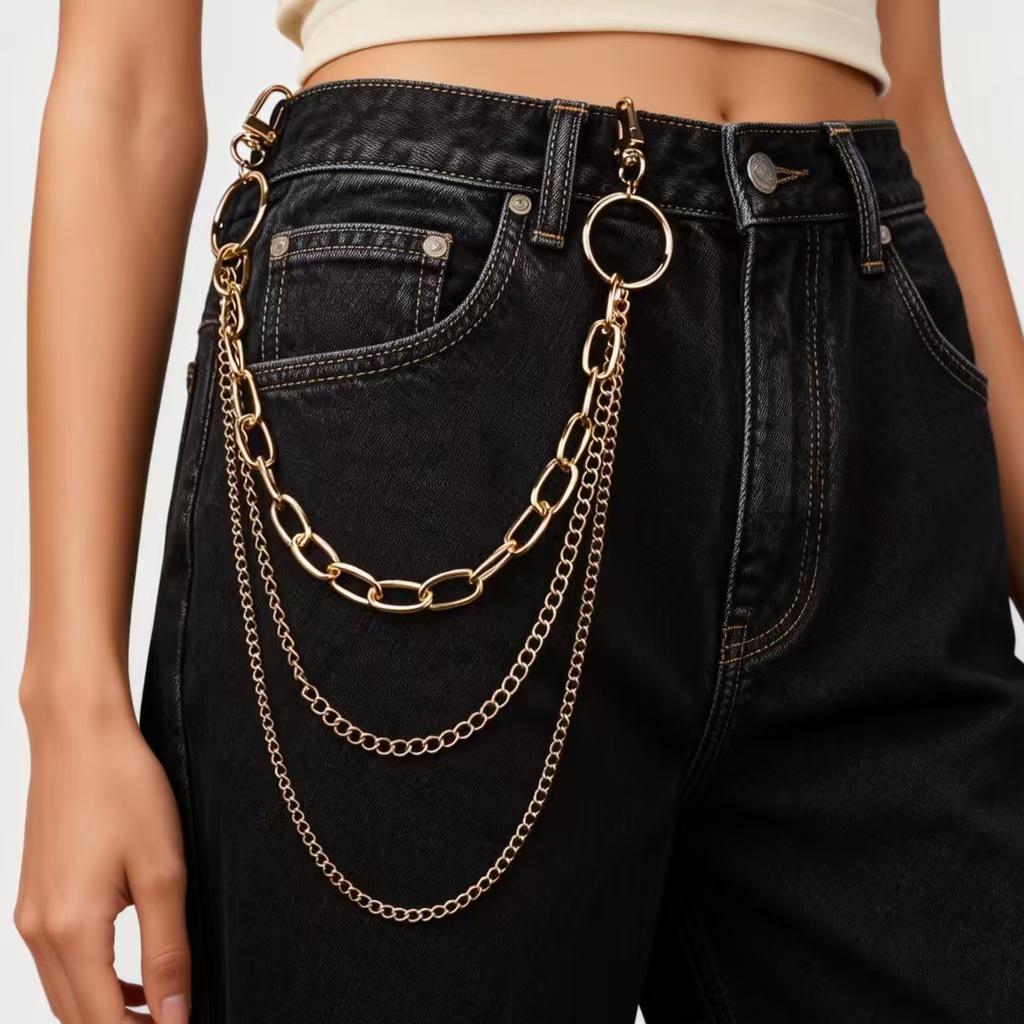 Versatile Metal Tassel Waist Chain with Layers and Geometric Rings