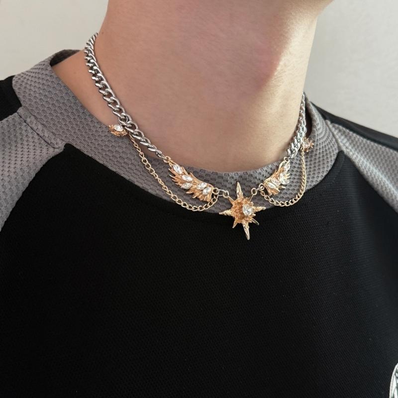 Glimmering Star Wing Pendant Necklace Lightweight Alloy Jewelry Piece For Women Stylish Gift For Special Occasion