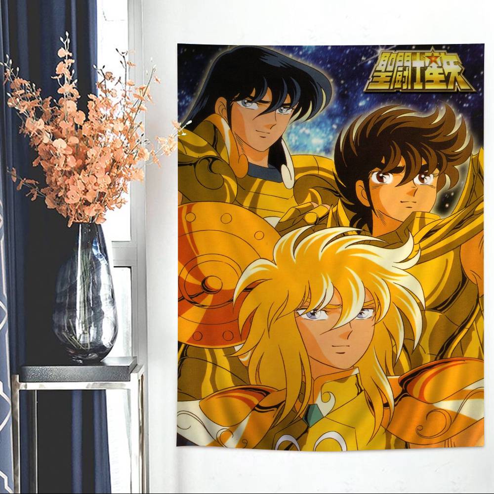 Japanese Hot Anime SSaint Seiya Cartoon Tapestry Art Science Fiction Room Home Decor Wall Hanging Sheets