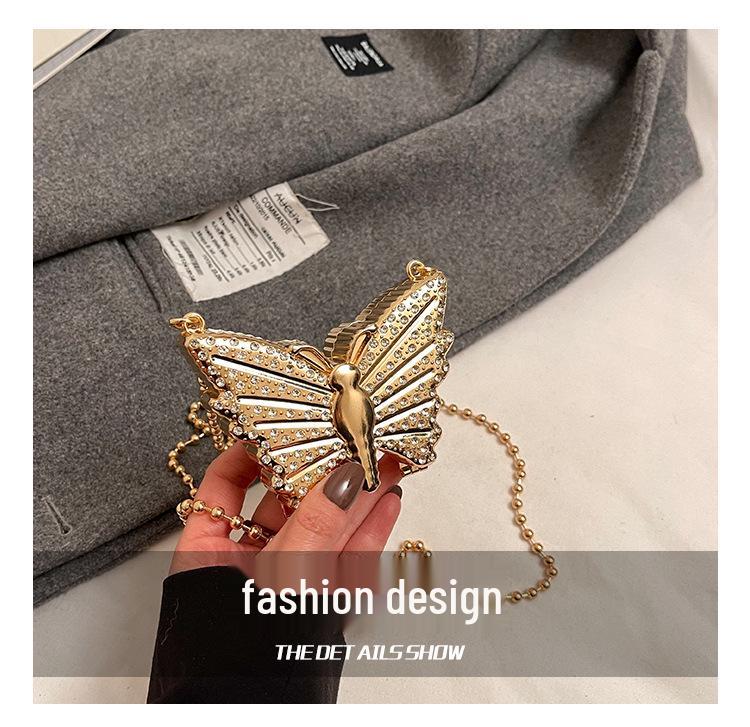 2024 Butterfly Design Rhinestone Mini Handbag for Women