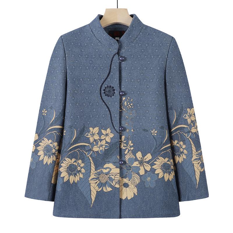 

Grandma s Spring Tang Suit Jacket for Middle-Aged & Elderly Women: Stylish Chinese Top for 70-Year-Olds - Perfect for Spring & Autumn. 2XL (95-110 lbs recommended)