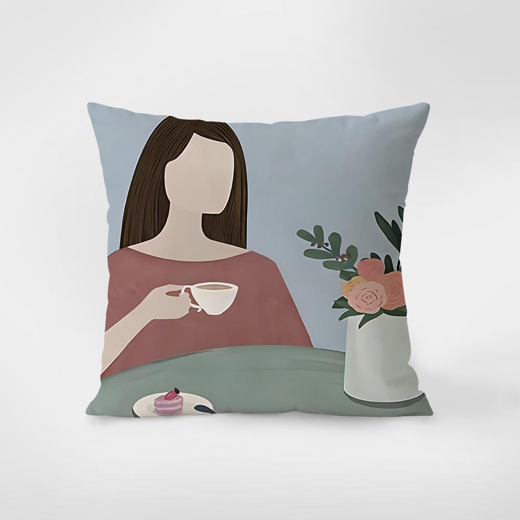 Illustration Cat Man Decorative Pillowcase Bedroom Living Room Square Cushion Pillowcase