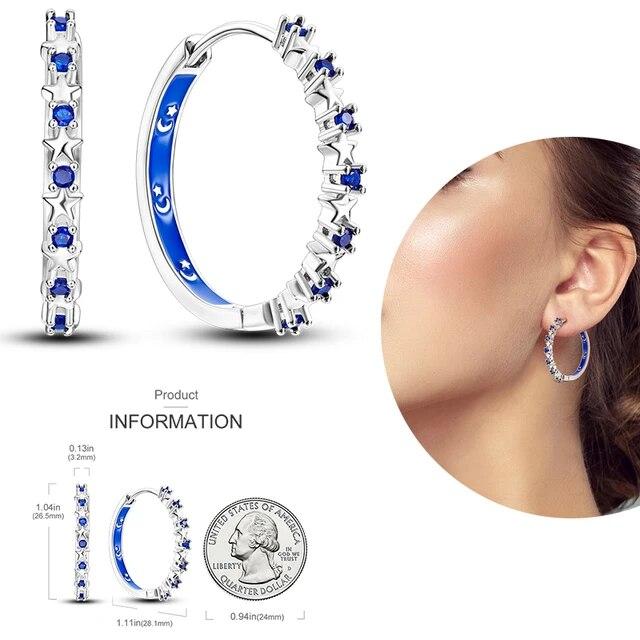 Brincos de argola de prata 925 para mulheres, brilhantes, pavê, cz, joias finas de luxo, brinco